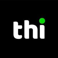 THI company nam initial letters monogram. THI icon with green dot. vector