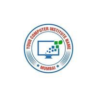 vector del logotipo del instituto informático con el icono de la computadora.