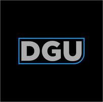 monograma de letras iniciales del nombre de la empresa dgu. icono de la marca dgu. vector