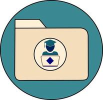 Student Icon with Laptop in folder vector