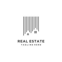 Real estate line house logo design vector icon