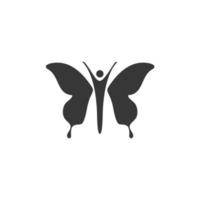 inspiración para el diseño del logotipo de la silueta de la gente de la mujer y la mariposa vector