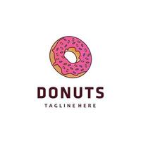 pastel de donut con diseño de logotipo de crema rosa tienda de comestibles vector