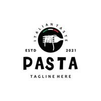 plantilla de diseño de logotipo vintage de fideos de pasta espagueti sobre fondo blanco vector