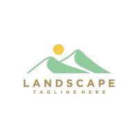 Minimalist Landscape Hills, Mountain Peaks Simple logo design Vector