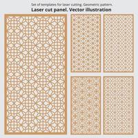 Set of templates for laser cutting. Geometric pattern. Laser cut panel. Vector illustration.