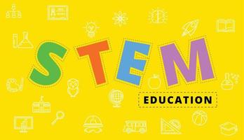STEM Education Concept , Science Technology Engineering and Maths, icon style vector design