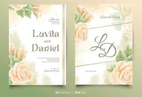 watercolor wedding invitation template with yellow and green flower ornament vector