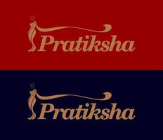 logotipo de la marca pratiksha saris. logo de pratiksha saris con figura de mujer. vector