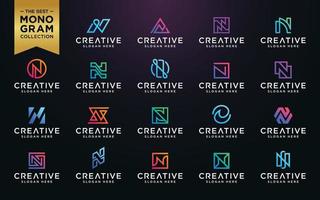 Vector graphic of initial N set logo design template