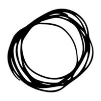 círculo de garabatos dibujado a mano. elemento de diseño circular redondo de fideos negros sobre fondo blanco. ilustración vectorial vector