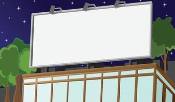 Billboard on building at night sky for copy space. flat design vector illustration. copy space mockup template display