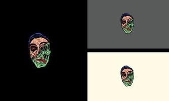 cabeza zombie hombre vector ilustración mascota diseño