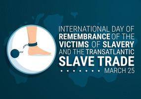 International Day of Remembrance of the Victims of Slavery and Transatlantic Slave Trade Hand Drawn Illustration with broken handcuffs on hand Design vector