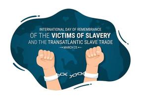 International Day of Remembrance of the Victims of Slavery and Transatlantic Slave Trade Hand Drawn Illustration with broken handcuffs on hand Design vector