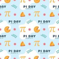 Pi Day Seamless Pattern Design with Mathematical Constants or Baked Pie in Template Hand Drawn Cartoon Flat Illustration vector