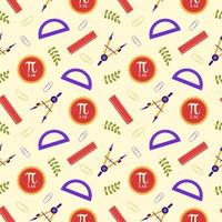 Pi Day Seamless Pattern Design with Mathematical Constants or Baked Pie in Template Hand Drawn Cartoon Flat Illustration vector