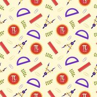 Pi Day Seamless Pattern Design with Mathematical Constants or Baked Pie in Template Hand Drawn Cartoon Flat Illustration vector