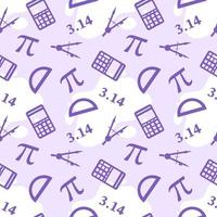 Pi Day Seamless Pattern Design with Mathematical Constants or Baked Pie in Template Hand Drawn Cartoon Flat Illustration vector