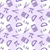 Pi Day Seamless Pattern Design with Mathematical Constants or Baked Pie in Template Hand Drawn Cartoon Flat Illustration vector