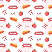 Pi Day Seamless Pattern Design with Mathematical Constants or Baked Pie in Template Hand Drawn Cartoon Flat Illustration vector