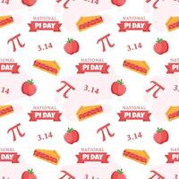 Pi Day Seamless Pattern Design with Mathematical Constants or Baked Pie in Template Hand Drawn Cartoon Flat Illustration vector