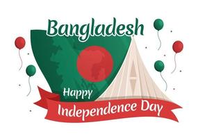 Happy Independence Day of Bangladesh on March 26th Illustration with Waving Flag and Victory Holiday in Flat Hand Drawn for Landing Page Templates vector