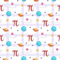 Pi Day Seamless Pattern Design with Mathematical Constants or Baked Pie in Template Hand Drawn Cartoon Flat Illustration vector
