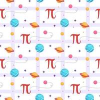 Pi Day Seamless Pattern Design with Mathematical Constants or Baked Pie in Template Hand Drawn Cartoon Flat Illustration vector