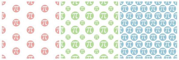Set of Pi Day Seamless Pattern Design with Mathematical Constants or Baked Pie in Template Hand Drawn Cartoon Flat Illustration vector
