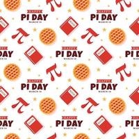 Pi Day Seamless Pattern Design with Mathematical Constants or Baked Pie in Template Hand Drawn Cartoon Flat Illustration vector