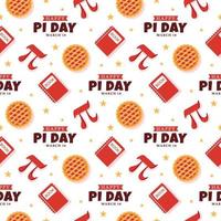 Pi Day Seamless Pattern Design with Mathematical Constants or Baked Pie in Template Hand Drawn Cartoon Flat Illustration vector