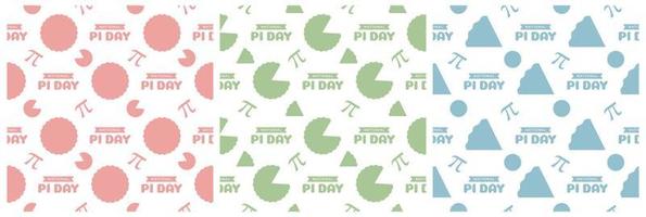 Set of Pi Day Seamless Pattern Design with Mathematical Constants or Baked Pie in Template Hand Drawn Cartoon Flat Illustration vector