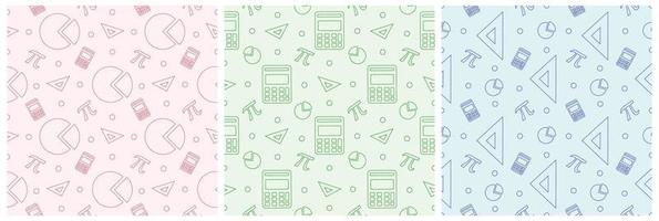 Set of Pi Day Seamless Pattern Design with Mathematical Constants or Baked Pie in Template Hand Drawn Cartoon Flat Illustration vector