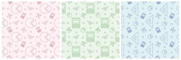 Set of Pi Day Seamless Pattern Design with Mathematical Constants or Baked Pie in Template Hand Drawn Cartoon Flat Illustration vector