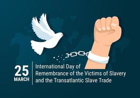 International Day of Remembrance of the Victims of Slavery and Transatlantic Slave Trade Hand Drawn Illustration with broken handcuffs on hand Design vector