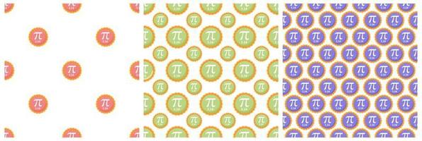 Set of Pi Day Seamless Pattern Design with Mathematical Constants or Baked Pie in Template Hand Drawn Cartoon Flat Illustration vector