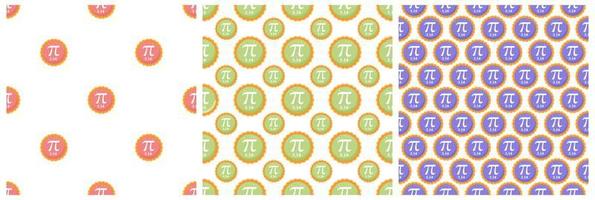 Set of Pi Day Seamless Pattern Design with Mathematical Constants or Baked Pie in Template Hand Drawn Cartoon Flat Illustration vector