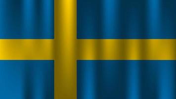 flag of sweden country nation symbol 3d textile satin effect background wallpaper vector