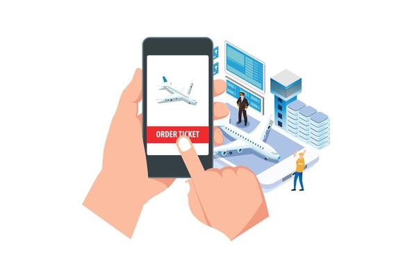 Modern Isometric E-Ticket Reservation Mobile App Illustration, Web Banners, Suitable for Diagrams, Infographics, Book Illustration, Game Asset, And Other Graphic Related Assets