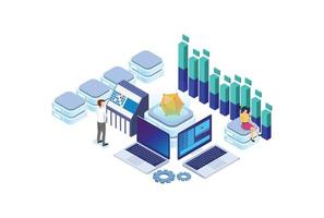 Modern Isometric Data Analysis Illustration, Web Banners, Suitable for Diagrams, Infographics, Book Illustration, Game Asset, And Other Graphic Related Assets vector