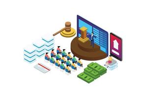 Modern Isometric Online Auction Illustration, Web Banners, Suitable for Diagrams, Infographics, Book Illustration, Game Asset, And Other Graphic Related Assets vector
