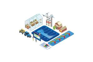 ilustración de monitoreo de tecnología agrícola isométrica moderna, banners web, adecuados para diagramas, infografías, ilustración de libros, activos de juegos y otros activos relacionados con gráficos vector