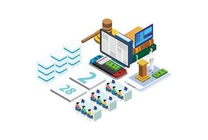 Modern Isometric Online Auction Illustration, Web Banners, Suitable for Diagrams, Infographics, Book Illustration, Game Asset, And Other Graphic Related Assets vector