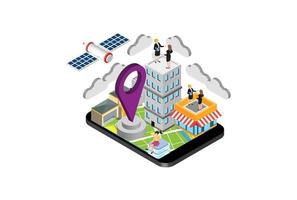 Modern Isometric GPS Application Illustration, Web Banners, Suitable for Diagrams, Infographics, Book Illustration, Game Asset, And Other Graphic Related Assets vector