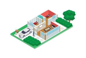 ejemplos isométricos de ilustración de bocetos de diseño de casas en 3d, adecuados para diagramas, infografías, activos de juegos y otros activos relacionados con gráficos vector