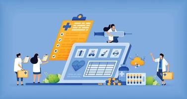 Vector illustration of Revolutionizing Healthcare with Digital Technology. Doctors Monitoring Patient Progress from Hospital Laptop. can use for ad, poster, campaign, website, apps, social media