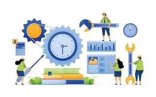 Vector illustration of Education and Skill Building. Vocational Training with Gears, Tools, and Books. Education and Career Advancement. Can use for ad, poster, campaign, website, apps, social media