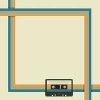 1990s and 80s retro frame with cassette tape vector illustration background