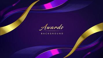 Purple Golden Royal Awards Graphics Background. Line Wave Elegant Shine Modern Template.   Sleek Shape Luxury Premium Corporate Template. Classy Abstract Certificate Banner Dynamic Design. vector